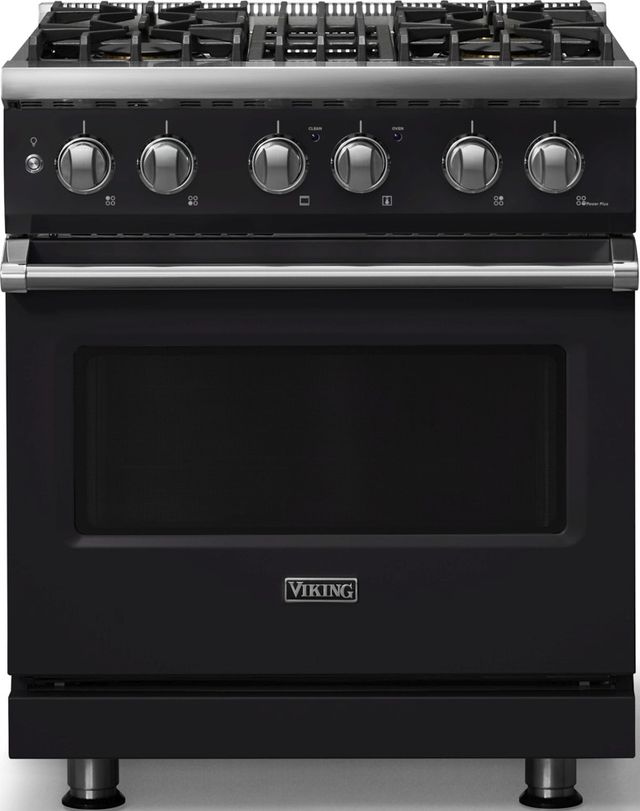 Viking® 5 Series 30" Onyx Pro Style Dual Fuel (LP) Range with Polished Chrome Trim-0