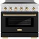 ZLINE Autograph Edition Paramount 36" Satin Stainless Steel Pro Style Induction Range with Black Matte Door and Polished Gold Accents-0