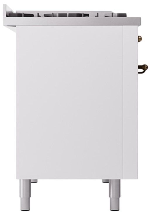 Ilve® Nostalgie II Noblesse 48'' White Pro Style Dual Fuel Range with Burnished Trim-2