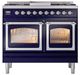 Ilve® Nostalgie II Noblesse 40'' Midnight Blue Pro Style Dual Fuel Range with Chrome Trim-1