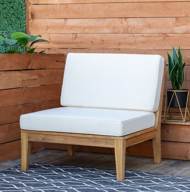 Linon Soha Antique White/Natural Fabric/Wooden Corner Chair-1