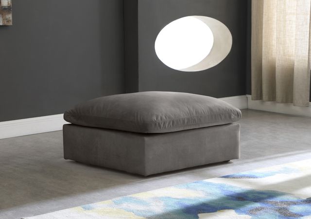 Meridian Furniture Cozy Grey Velvet Ottoman-1