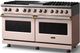 Viking® 5 Series 60" Blush Pro Style Dual Fuel (NG) Range with Brushed Brass Trim-2