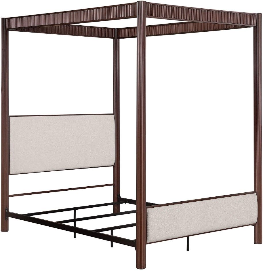 Coaster® Zimmerlee Beige/Rust Brown Queen Upholstered Canopy Bed