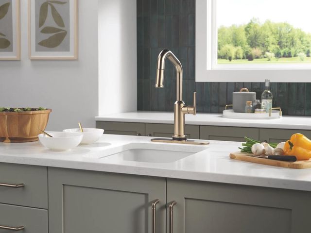 Delta Cordova™ Lumicoat® Champagne Bronze Touch2O® Bar / Prep Faucet with Touchless Technology-2