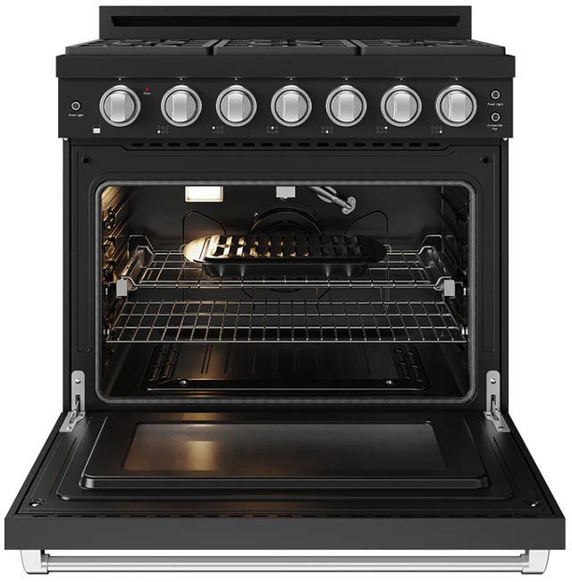 Thor Kitchen Gordon Ramsay Collection 36" Black Pro Style Liquid Propane Range with Precision Knob Control and Stainless Steel Trim-1