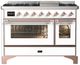 Ilve® Majestic III 48" White Pro Style Dual Fuel Liquid Propane Range with Griddle and Copper Trim-0