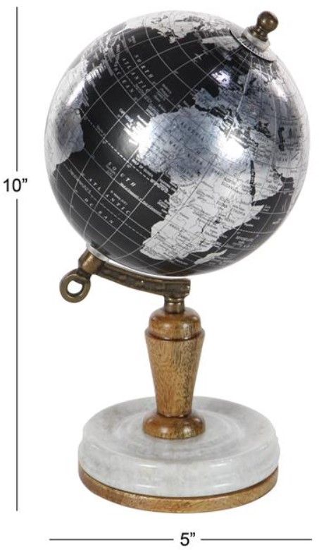 Deco Marche Black 5" Globe with Marble Base-2