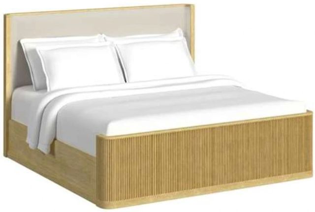 Elements International Sylvie Natural/White Upholstered King Panel Bed-0