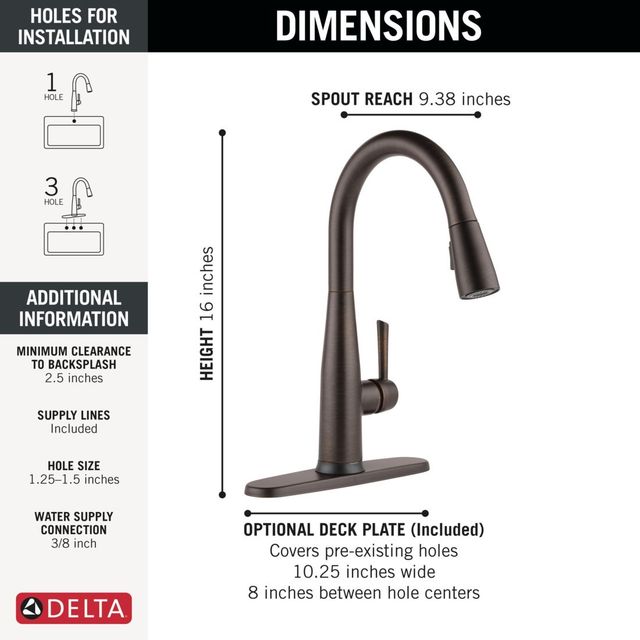 Delta Essa® Venetian Bronze VoiceIQ® Single Handle Pull-Down Kitchen Faucet with Touch2O® Technology-2