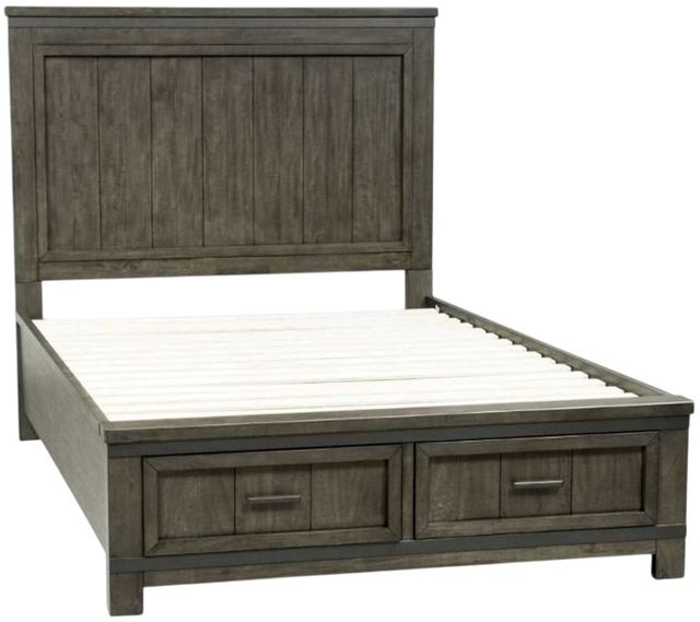 Liberty Furniture Thornwood Hills Rock Beaten Brown King Storage Panel Bed-0