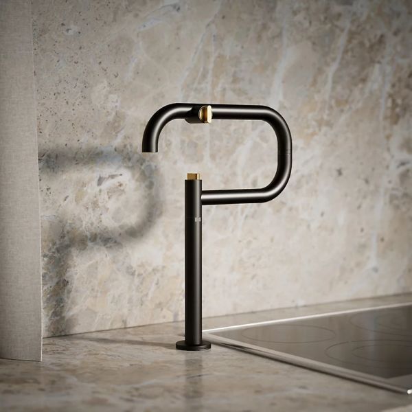 KOHLER® Components® Brushed Moderne Brass/Matte Black Deck-Mount Pot Filler-1