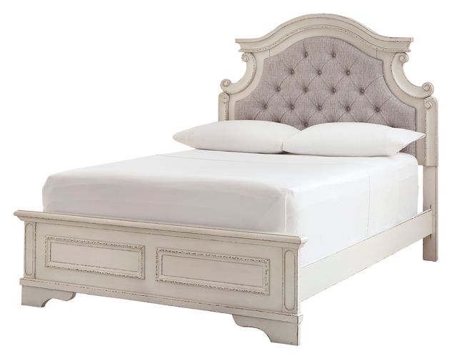 Signature Design by Ashley® Realyn Beige/Chipped White Full Upholstered Panel Headboard-2