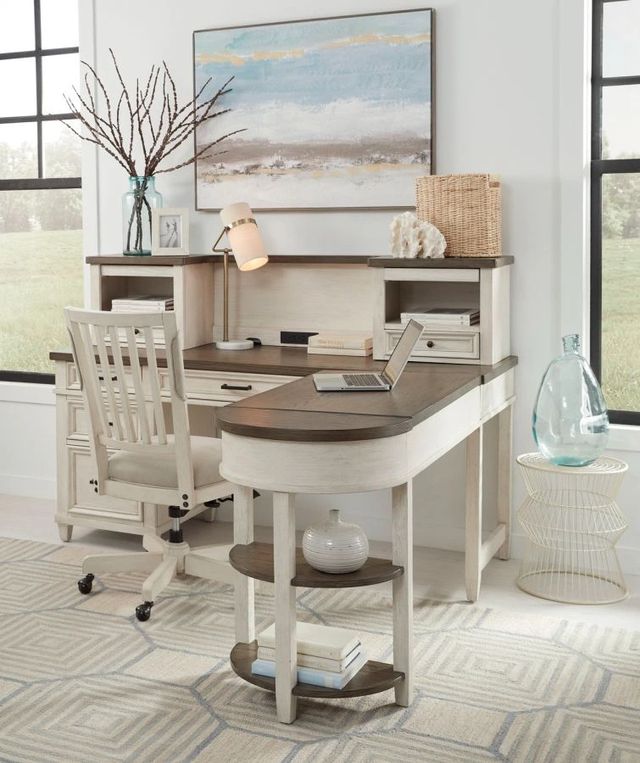 aspenhome® Caraway Aged Ivory Pedestal Desk and Return-2