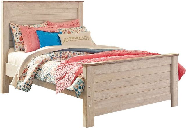 Signature Design by Ashley® Willowton 6-Piece Whitewash Full Panel Bed Set-1