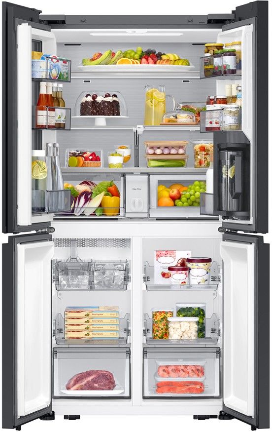 Samsung Bespoke 36" 22.8 Cu. Ft. White Glass 4-Door Counter Depth French Door Refrigerator with Zero Clearance Fit and Food Showcase Door-4