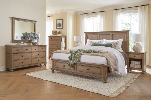 aspenhome® Oxford Tan King Panel Storage Bed-1