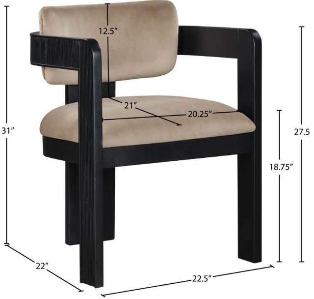Meridian Furniture Sacha Beige/Black Velvet Dining Chair-2