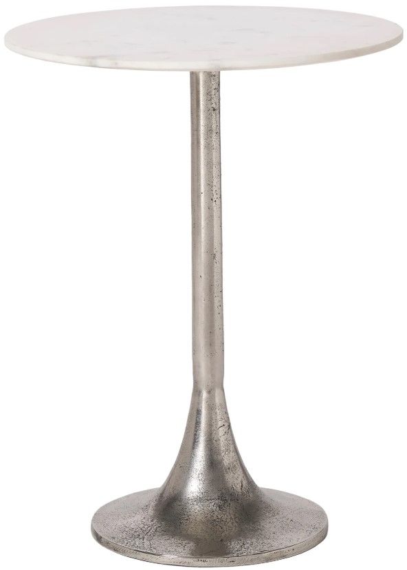 Renwil® Eloa Natural White Side Table with Antique Nickel Base-0