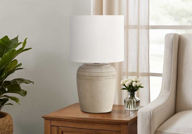 Monarch Specialties Inc. Beige Resin Table Lamp -2