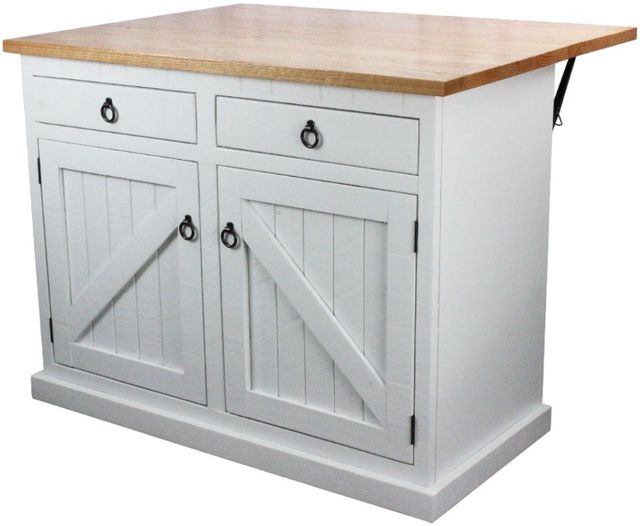 American Heartland Manufacturing Rustic Bright White Kitchen Island-2