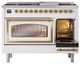 Ilve® Nostalgie II Noblesse 48'' White Pro Style Dual Fuel Range with Brass Trim-4