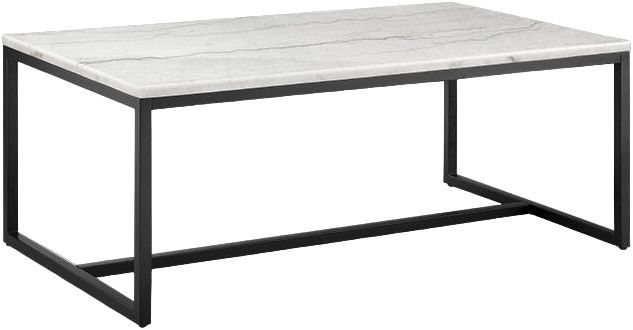 Magnussen Home® Torin White Marble Cocktail Table with Matte Black Base-0