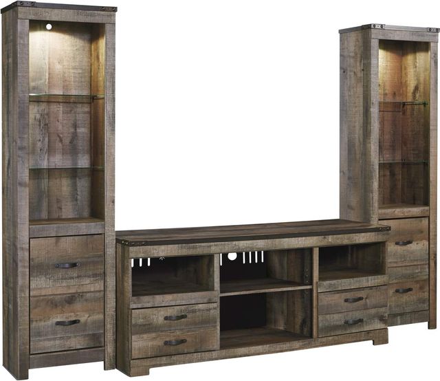 Trinell 3 Piece Entertainment Unit - Brown Trinell 3 Piece Entertainment Unit - Brown