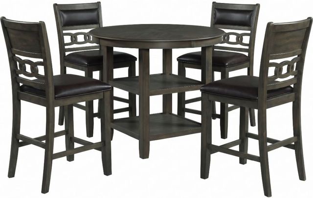 Elements International Amherst 5-Piece Gray Counter Dining Set-0
