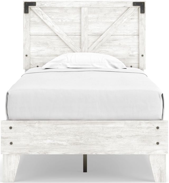 Signature Design by Ashley® Shawburn White/Dark Charcoal Gray Twin Crossbuck Panel Bed-2