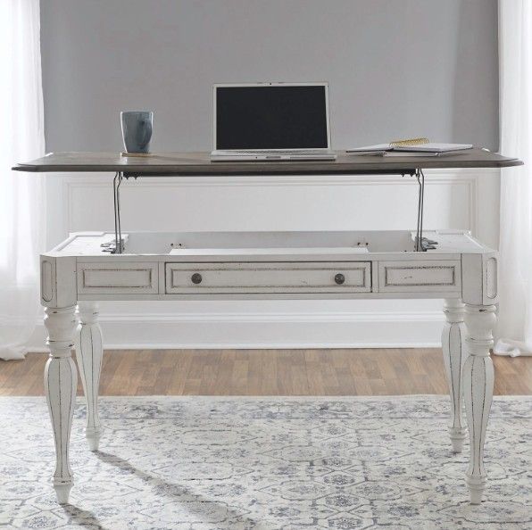 Liberty Furniture Magnolia Manor Antique White/Weathered Bark Lift Top Writing Desk-1