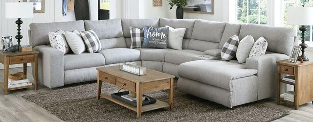American Wholesale Furniture Rockport 6-Piece Gray Power Reclining Curved Sectional-1