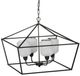 A & B Home Black Rectangle Iron and Glass Chandelier-1