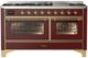 Ilve® Majestic III 60" Burgundy Pro Style Dual Fuel Natural Gas Range with Triple Glass Door and Brass Trim-0