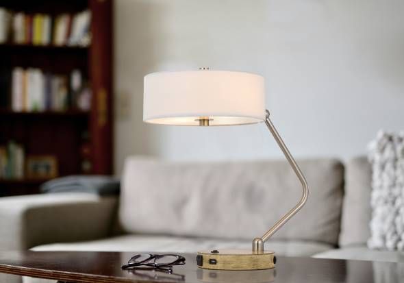 Cal® Lighting & Accessories Brushed Steel/White Desk Lamp-3