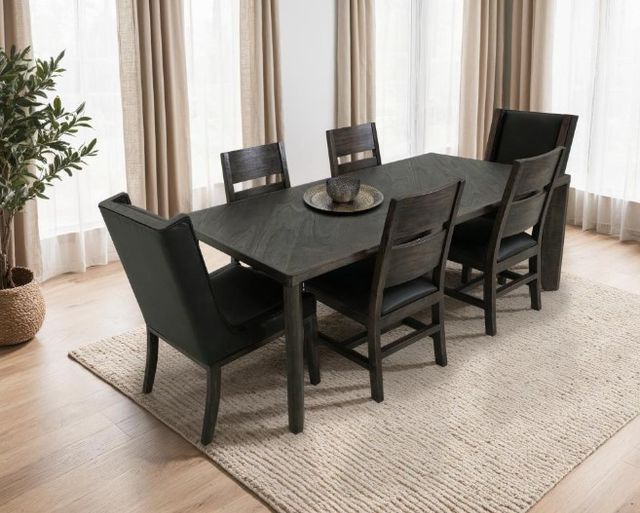 International Furniture Direct Teak Stained Dark Dining Side Chair-2