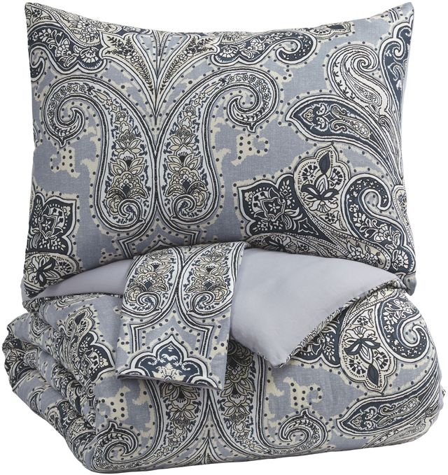 Signature Design by Ashley® Susannah Blue/Cream King Comforter Set