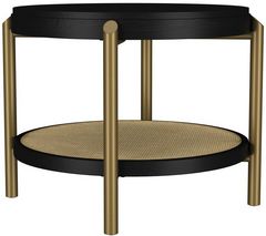 Coaster® Arini Black End Table with Aged Brass Base