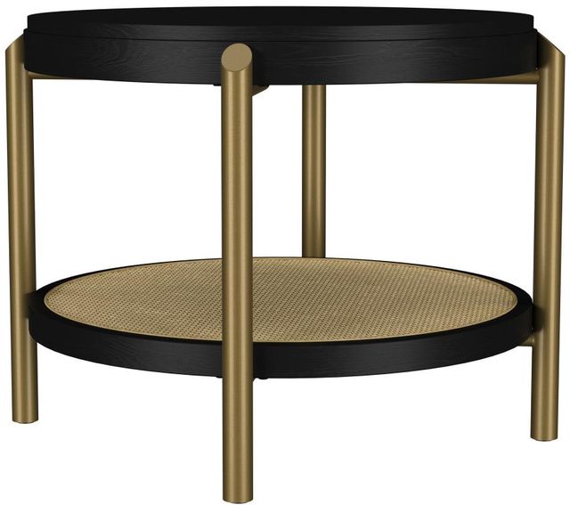Coaster® Arini Black End Table with Aged Brass Base-0