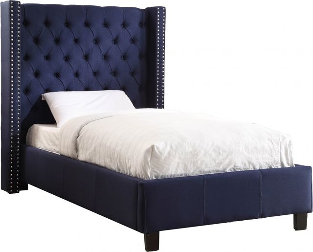 Meridian Furniture Ashton Navy Linen Twin Bed-0