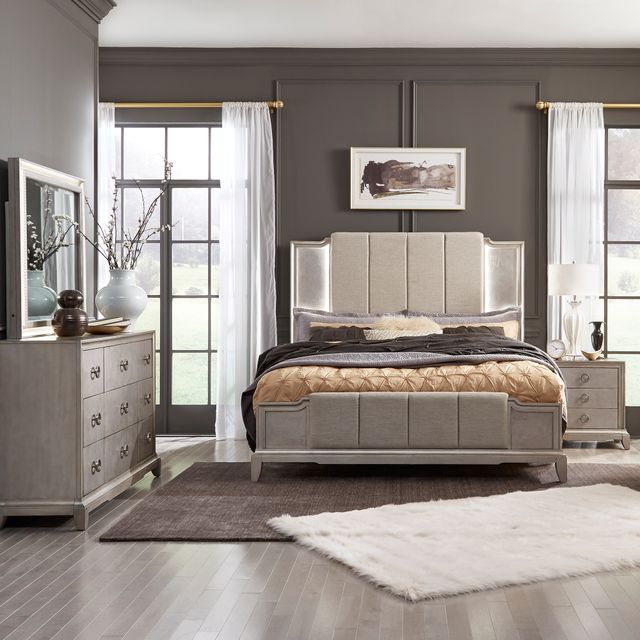 Liberty Furniture Luxe Living 4-Piece Light Gray King Upholstered Bedroom Set | Becker Furniture ...