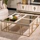 Michael Amini® Carmela Shimmer Ivory Cocktail Table with Gold Base-1