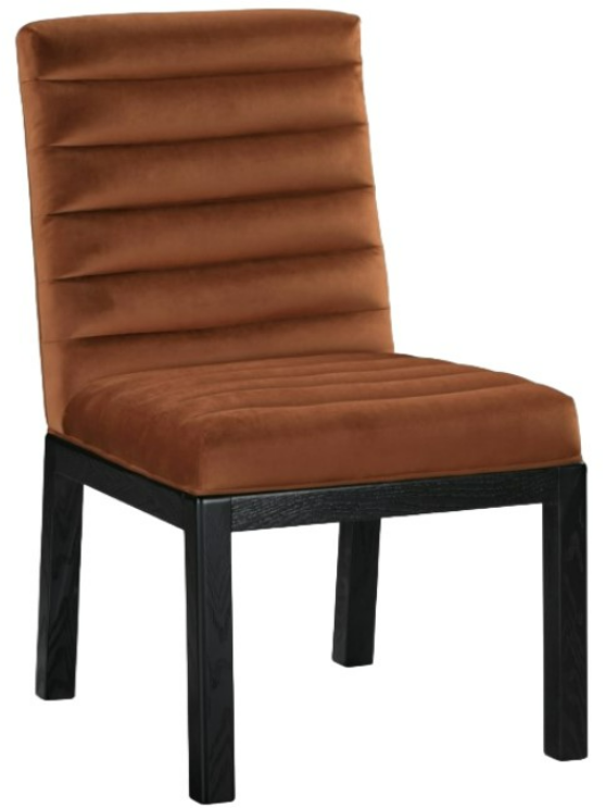 Meridian Furniture - Evelyn Cognac Velvet Dining Chair - Brown - Thumbnail 3