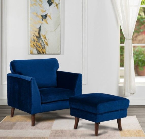 Mazin Furniture Tolley Blue Ottoman-1