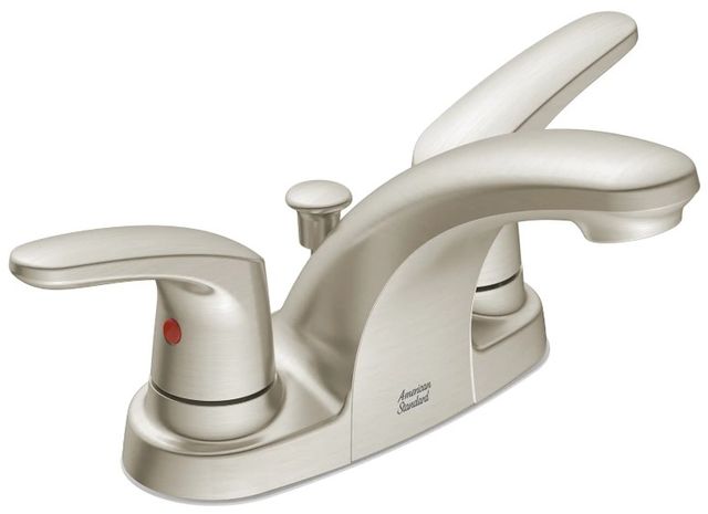 American Standard Colony® PRO Brushed Nickel 4" Centerset 2-Handle Bathroom Faucet with 50/50 Drain-1