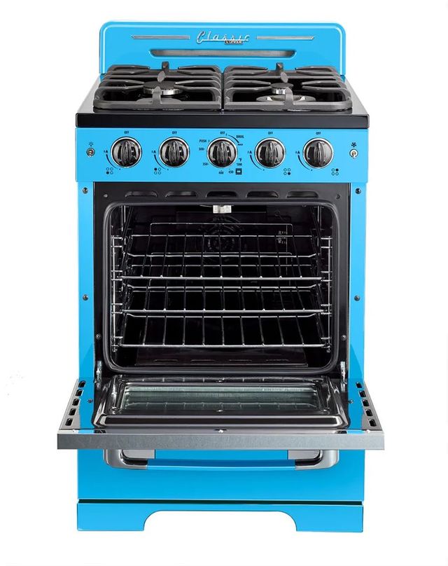 Unique® Appliances Classic Retro 24" Robin Egg Blue Freestanding Gas Range-2