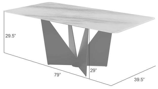 Armen Living Olivia White Top Dining Table with Black Base-2