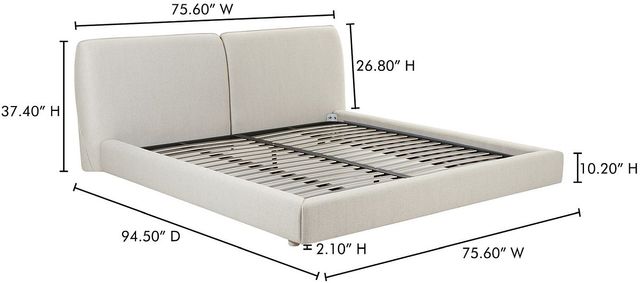 Moe's Home Collection Zeppelin Heather Light Grey King Bed-2