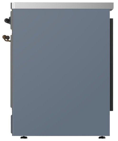 Ilve® Majestic III 30" Blue Gray Pro Style Induction Range with Solid Door and Burnished Trim-2