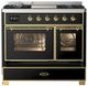 Ilve® Majestic III 40" Glossy Black Pro Style Dual Fuel Liquid Propane Range with Triple Glass Door and Brass Trim-2